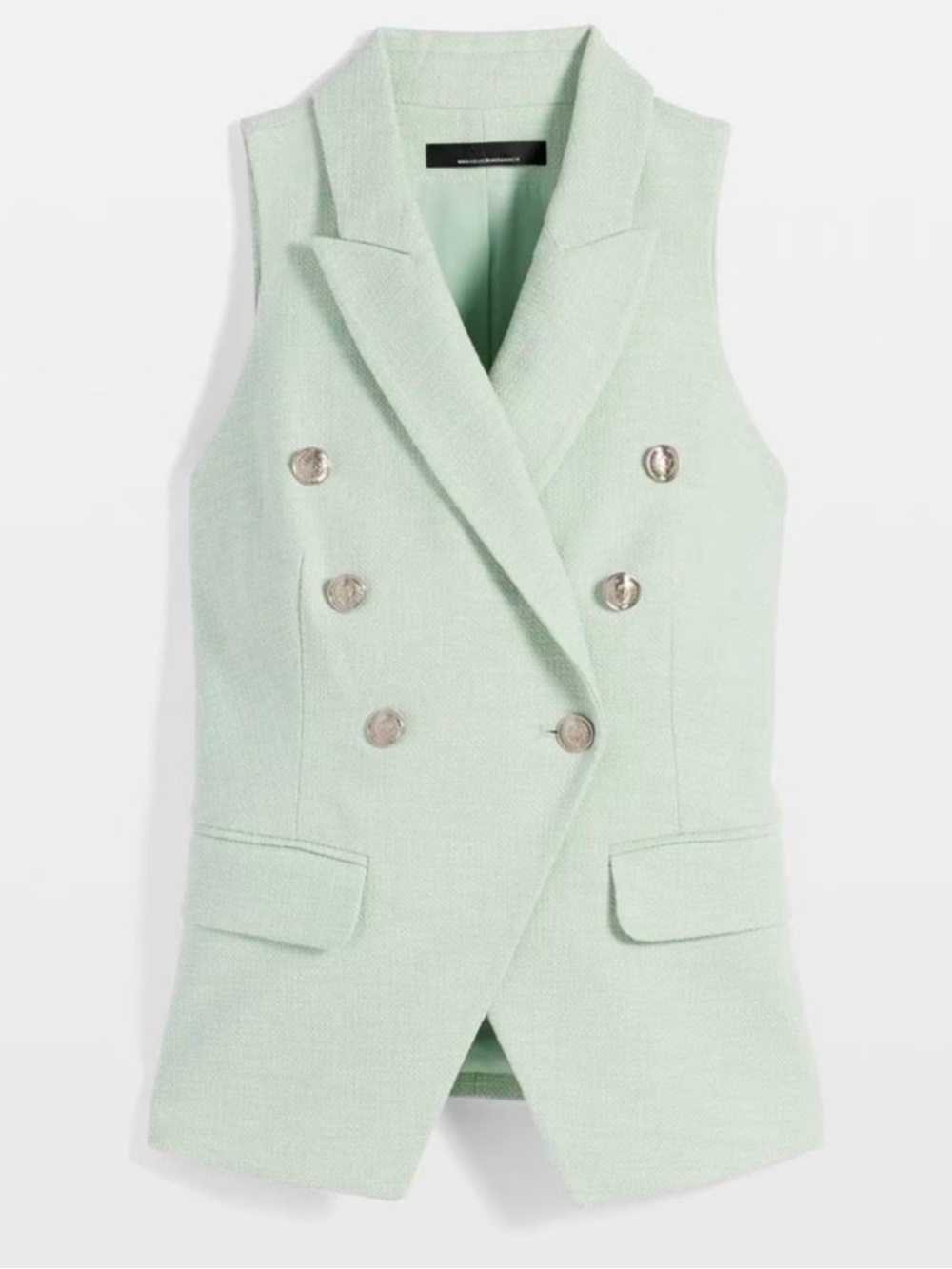 NWT White House Black Market Sage Mint Textured Sleeveless Blazer Vest